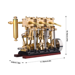 KACIO LS3-13S 3-Cylinder Reciprocating Steam Engine with Oil Cup and Reverse Rotation for Model Boats