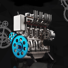 TECHING Full Metal V4 Engine Model Kit 4-Cylinder Car Engine Assembly Kit: Ideal for Industry Research/Education/Gifts