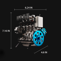 TECHING Full Metal V4 Engine Model Kit 4-Cylinder Car Engine Assembly Kit: Ideal for Industry Research/Education/Gifts