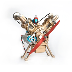 TECHING V2 Engine Assembly Kit Full Metal VTwin Double-Cylinder Engine Model Kit for Collecting/Decorating/Education
