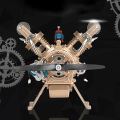 TECHING V2 Engine Assembly Kit Full Metal VTwin Double-Cylinder Engine Model Kit for Collecting/Decorating/Education
