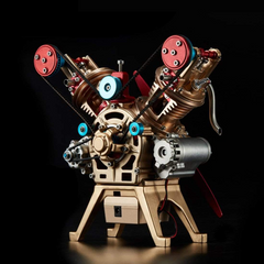 TECHING V2 Engine Assembly Kit Full Metal VTwin Double-Cylinder Engine Model Kit for Collecting/Decorating/Education