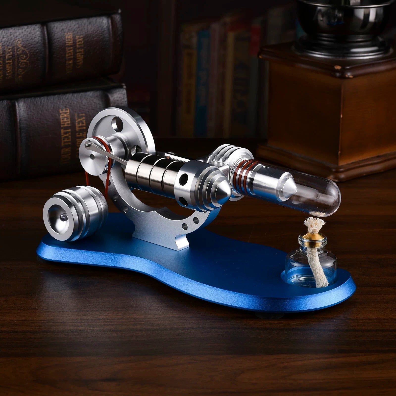 Metal Gamma Hot-air Stirling Engine Model with Bulb Educational Toys Ideal Engine Model Gift for Your Kids