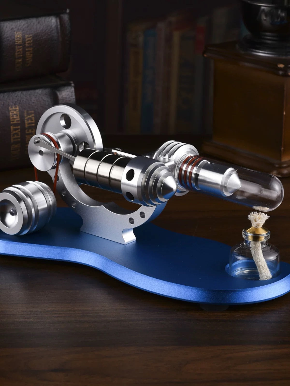 Metal Gamma Hot-air Stirling Engine Model with Bulb Educational Toys Ideal Engine Model Gift for Your Kids