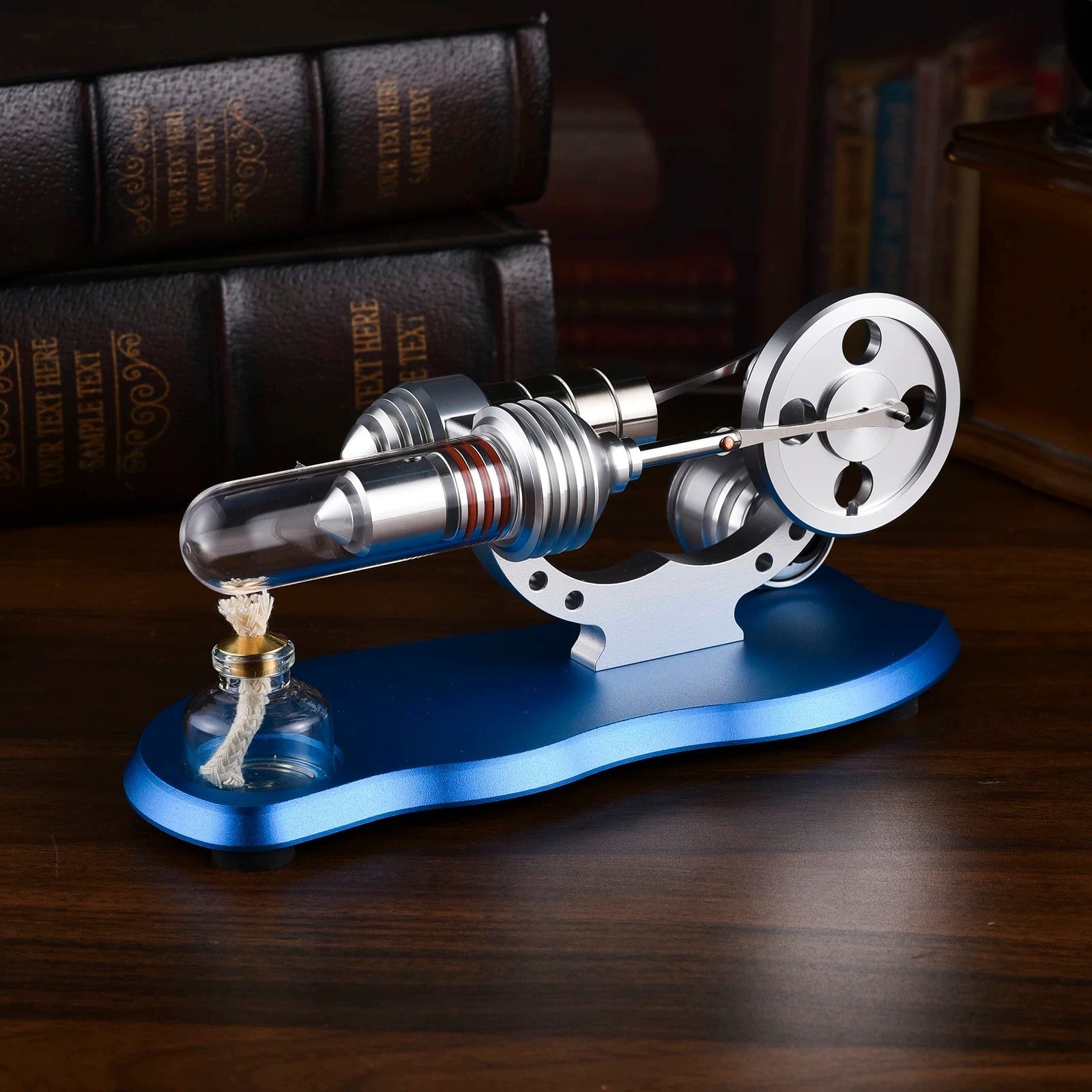 Metal Gamma Hot-air Stirling Engine Model with Bulb Educational Toys Ideal Engine Model Gift for Your Kids