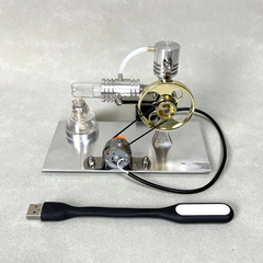 L-Type Stirling Engine Model with Power Generation & LED Light - Build Your Engine Model