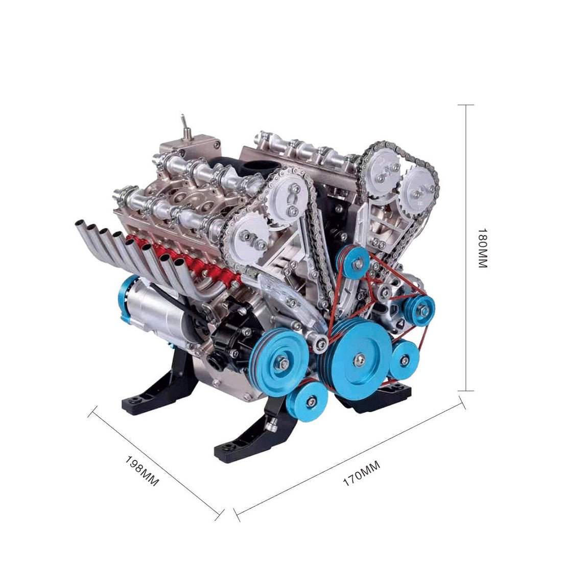 TECHING 1:3 Full Metal V8 Car Engine Model Kit - DIY Mechanical Assembly Educational Toy with 500+ Pcs - Build Your Own Engine