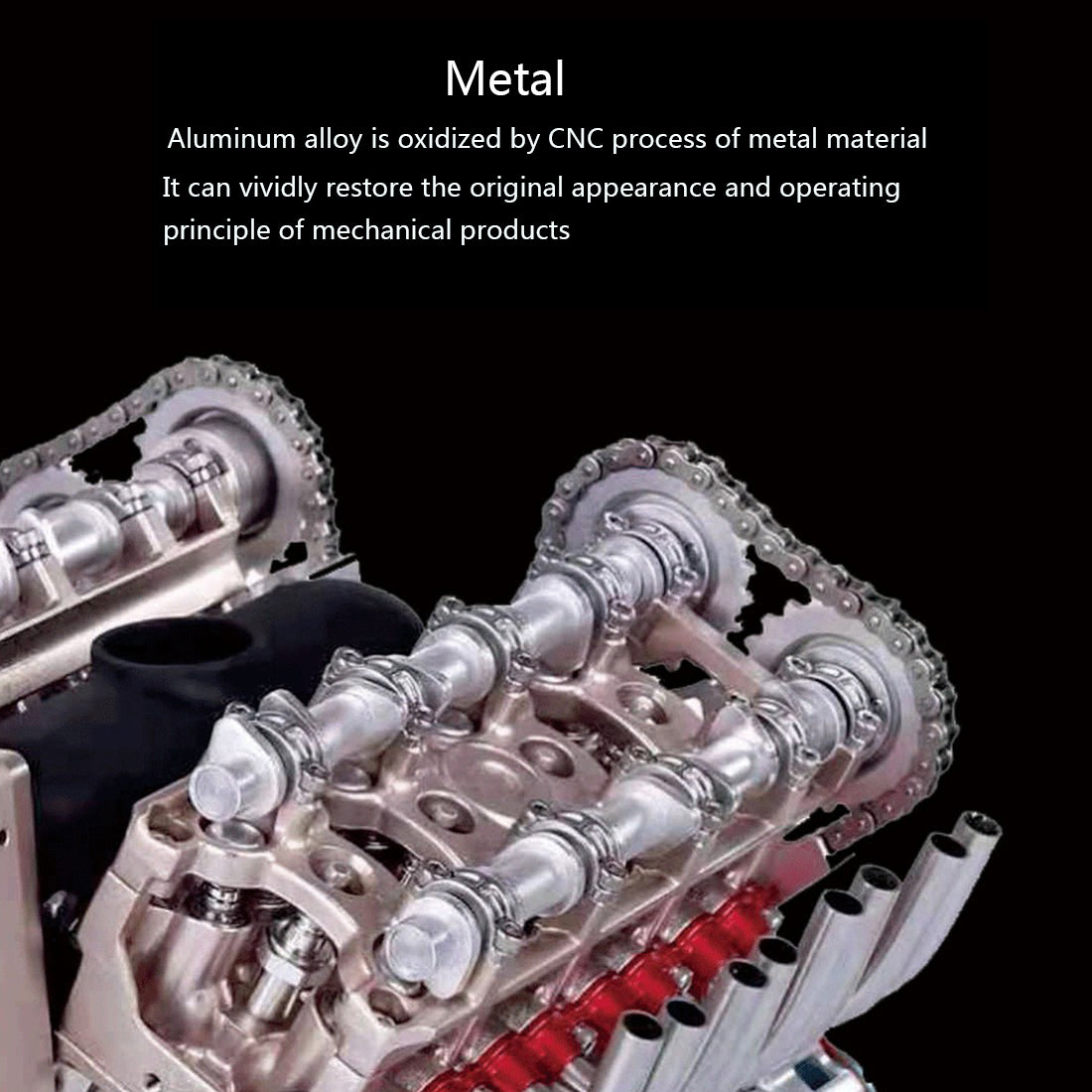 TECHING 1:3 Full Metal V8 Car Engine Model Kit - DIY Mechanical Assembly Educational Toy with 500+ Pcs - Build Your Own Engine