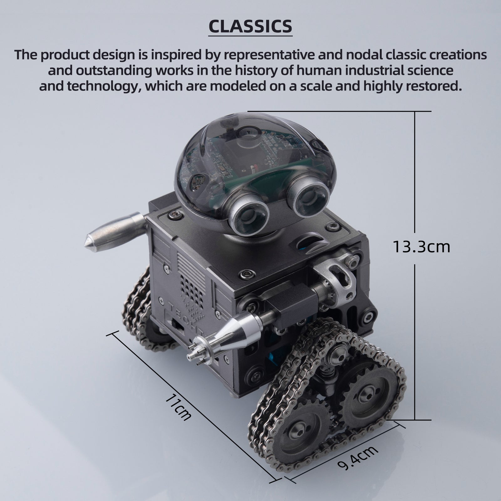 TECHING 160PCS DIY Metal Robot Tank Building Kit with Bluetooth Speaker&Remote Control&Puzzle Engine Assembly