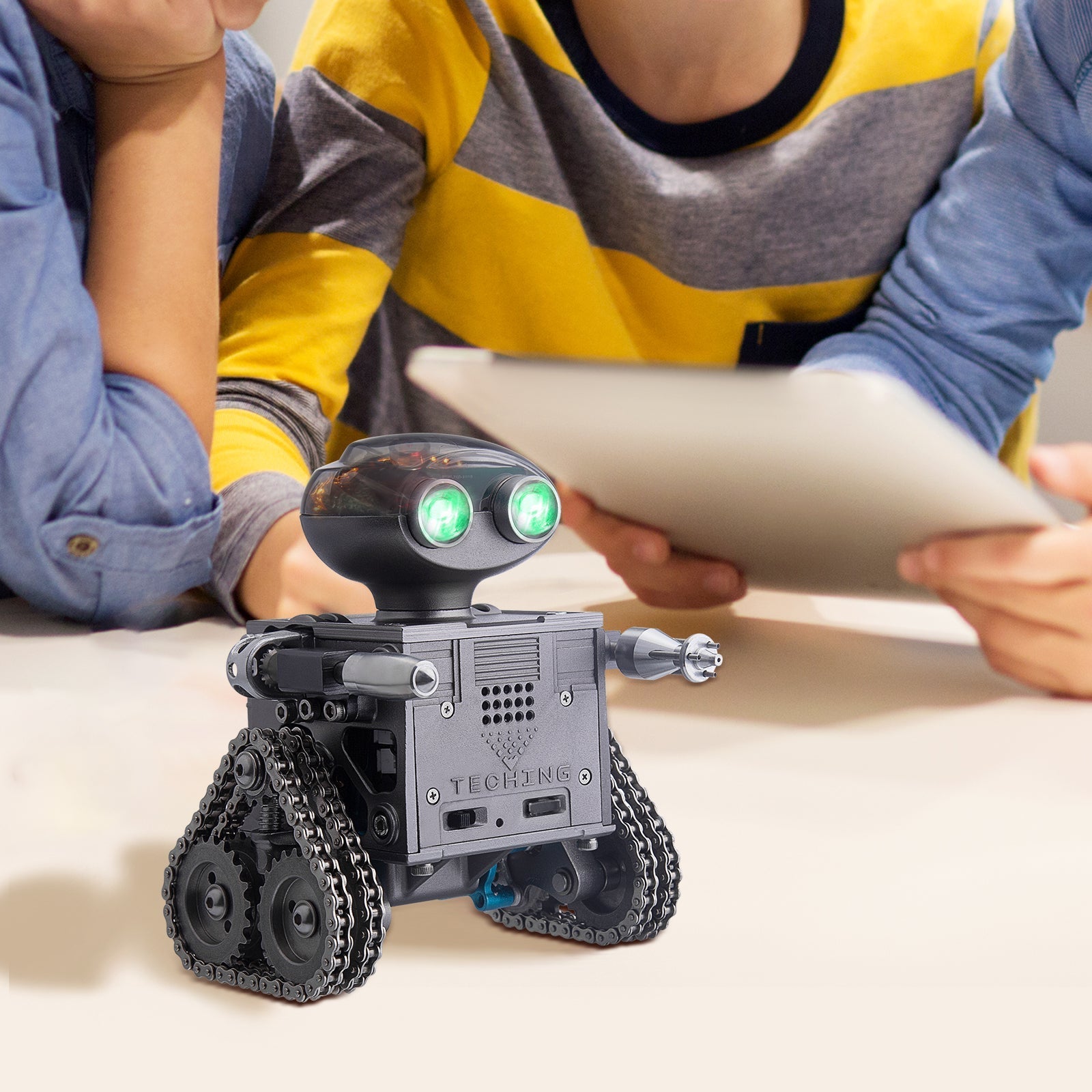 TECHING 160PCS DIY Metal Robot Tank Building Kit with Bluetooth Speaker&Remote Control&Puzzle Engine Assembly