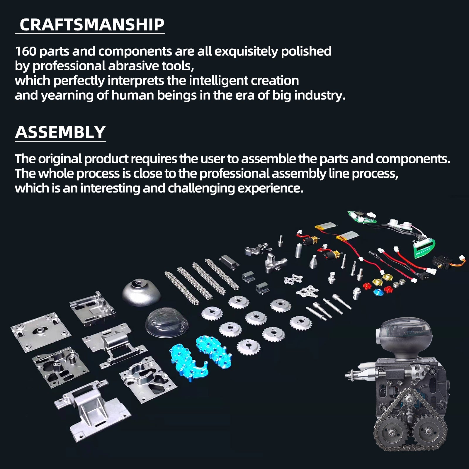 TECHING 160PCS DIY Metal Robot Tank Building Kit with Bluetooth Speaker&Remote Control&Puzzle Engine Assembly