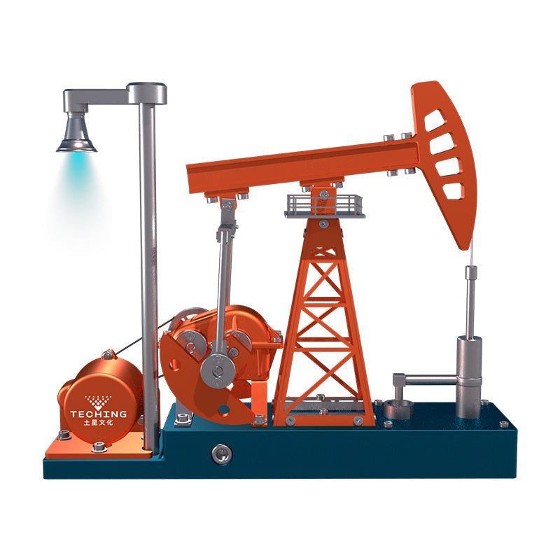 TECHING 219pcs 3D Metal Oil Pump Jack Model Kit - DIY Assembly Science Education Toy Gift with Light Oil Rig Educational Collection