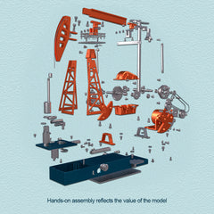 TECHING 219pcs 3D Metal Oil Pump Jack Model Kit - DIY Assembly Science Education Toy Gift with Light Oil Rig Educational Collection