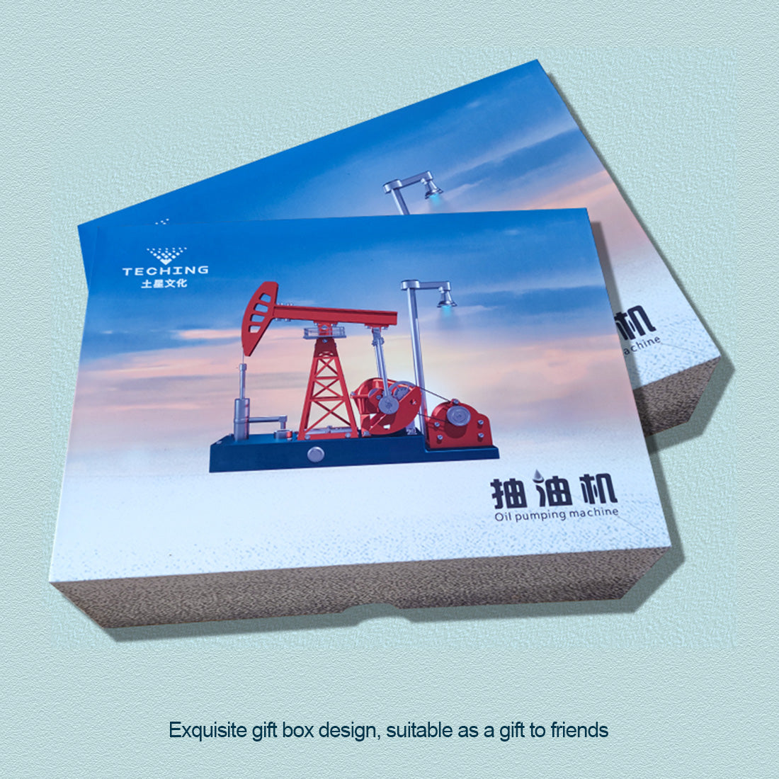 TECHING 219pcs 3D Metal Oil Pump Jack Model Kit - DIY Assembly Science Education Toy Gift with Light Oil Rig Educational Collection