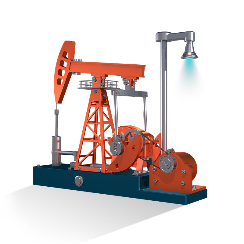 TECHING 219pcs 3D Metal Oil Pump Jack Model Kit - DIY Assembly Science Education Toy Gift with Light Oil Rig Educational Collection