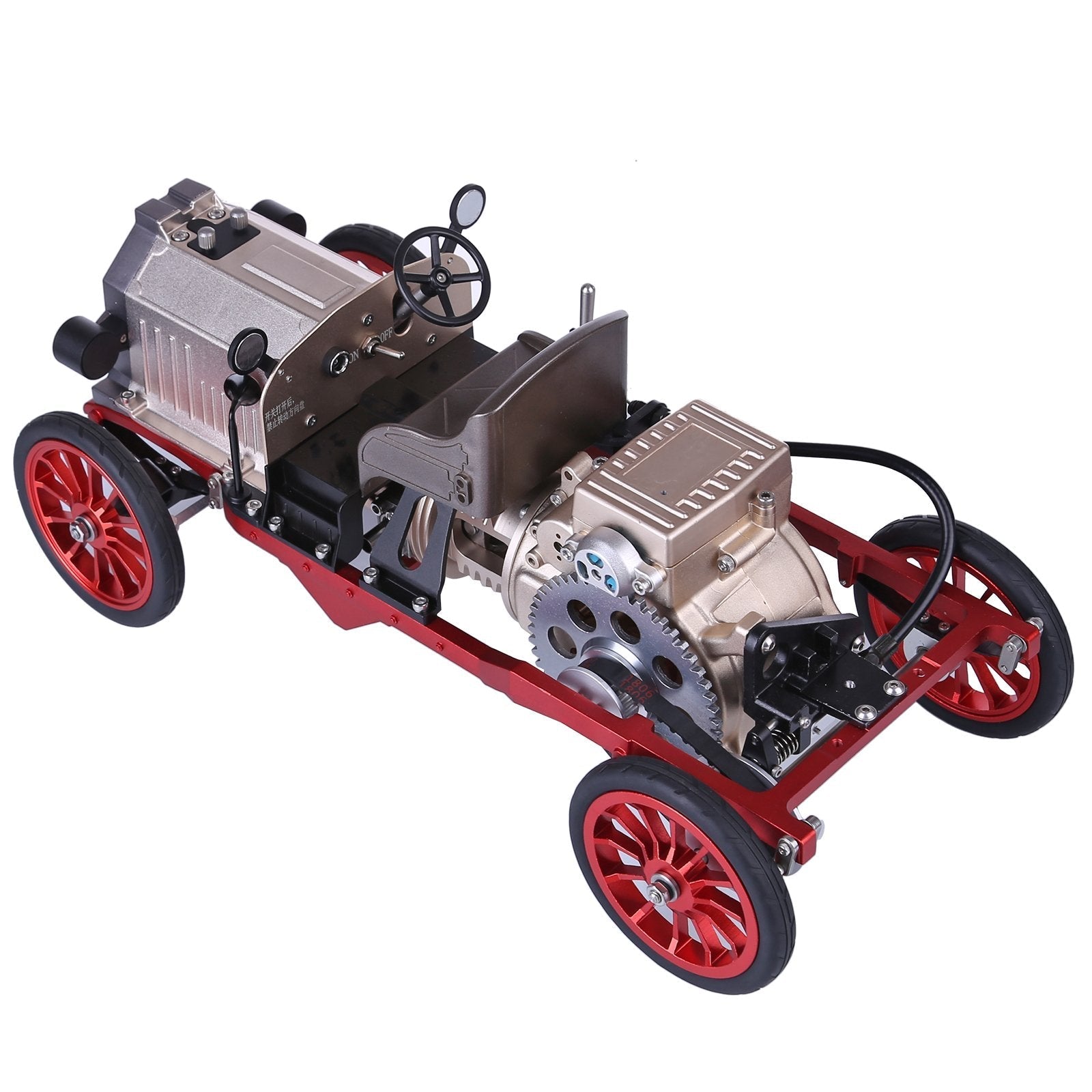 TECHING 310+pcs Vintage Classic Car & Engine Assembly Kit Mini Electric Single-Cylinder Metal Mechanical Model Toy with  for Educational Collection