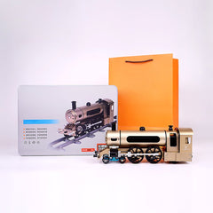 TECHING 387 pcs All Aluminum Steam Locomotive Train Assembly Kit with Tracks-STEM Toys Gifts