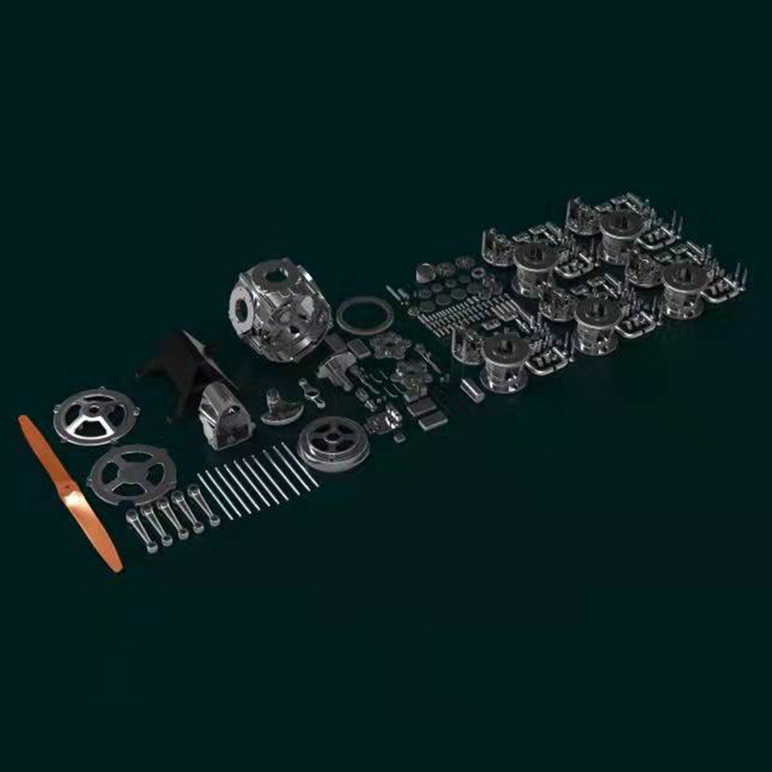 TECHING 5 Cylinder Radial Engine Model Kit - 1:6 Full Metal Aircraft Engine  - Build Your Own Radial Engine