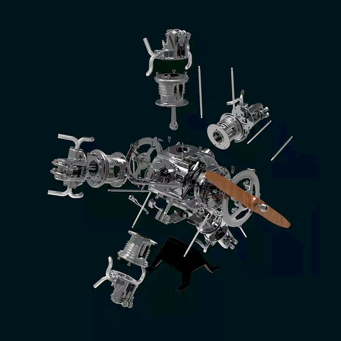 TECHING 5 Cylinder Radial Engine Model Kit - 1:6 Full Metal Aircraft Engine  - Build Your Own Radial Engine