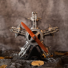 TECHING 5 Cylinder Radial Engine Model Kit - 1:6 Full Metal Aircraft Engine  - Build Your Own Radial Engine