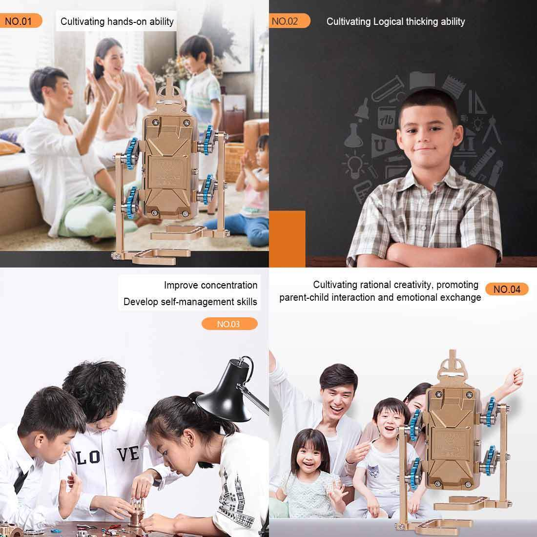 TECHING Full Metal Stirling Engine & Pedestrian Robot Engine Building Kit - DIY Model Collection & Science Toy Gift