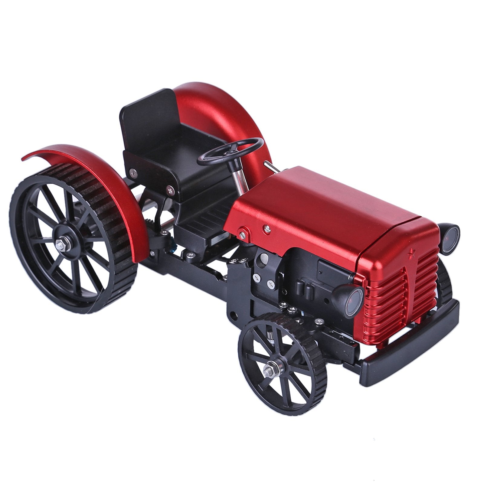 TECHING Mini APP-Controlled DIY Assembly Metal Red Tractor Model Remote Control Educational Toy & Gift Collection