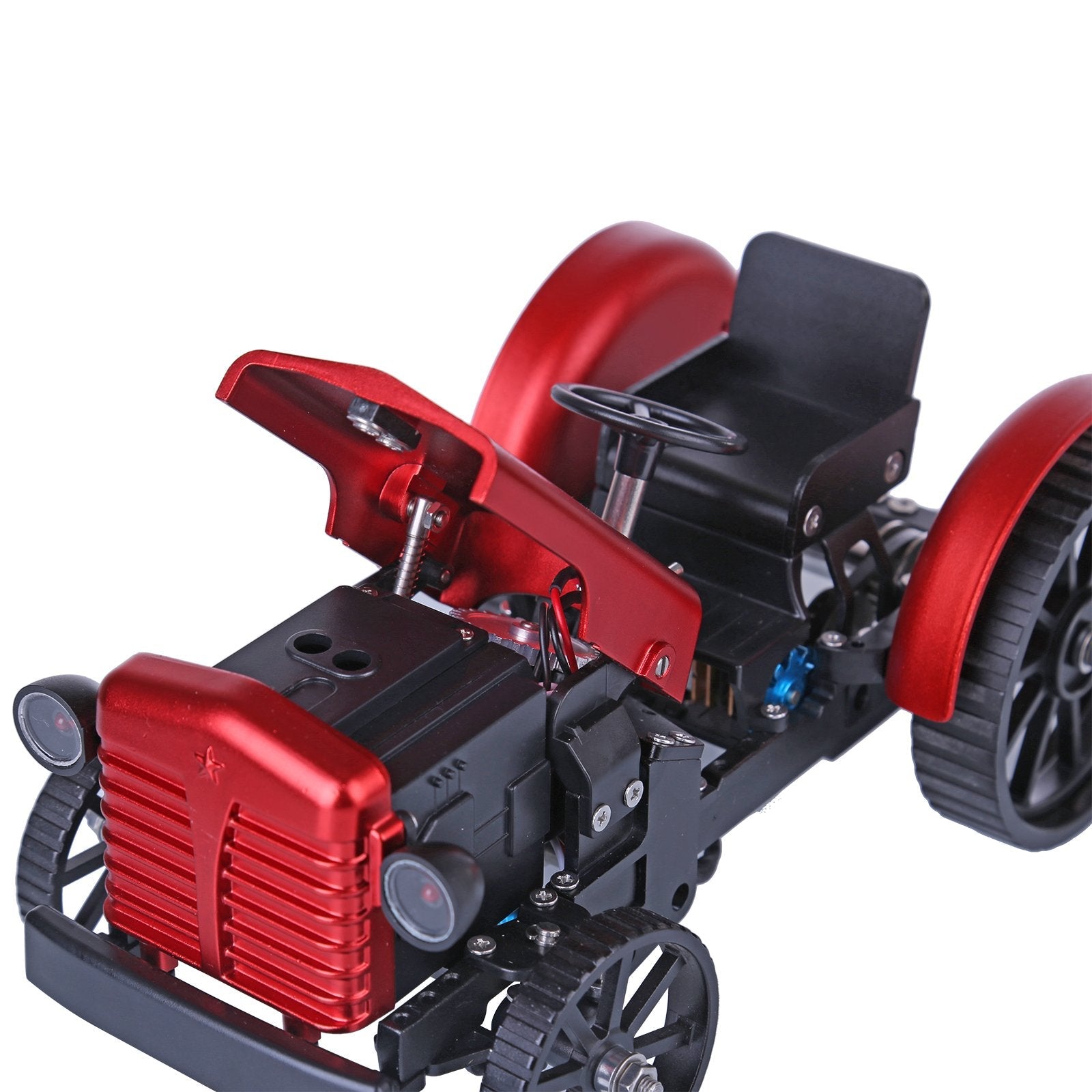 TECHING Mini APP-Controlled DIY Assembly Metal Red Tractor Model Remote Control Educational Toy & Gift Collection