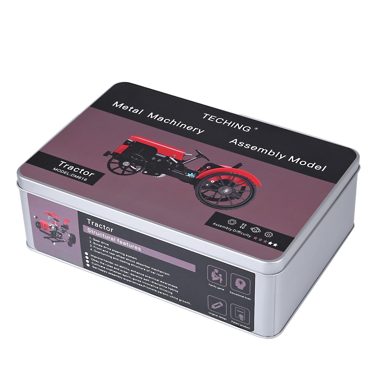 TECHING Mini APP-Controlled DIY Assembly Metal Red Tractor Model Remote Control Educational Toy & Gift Collection