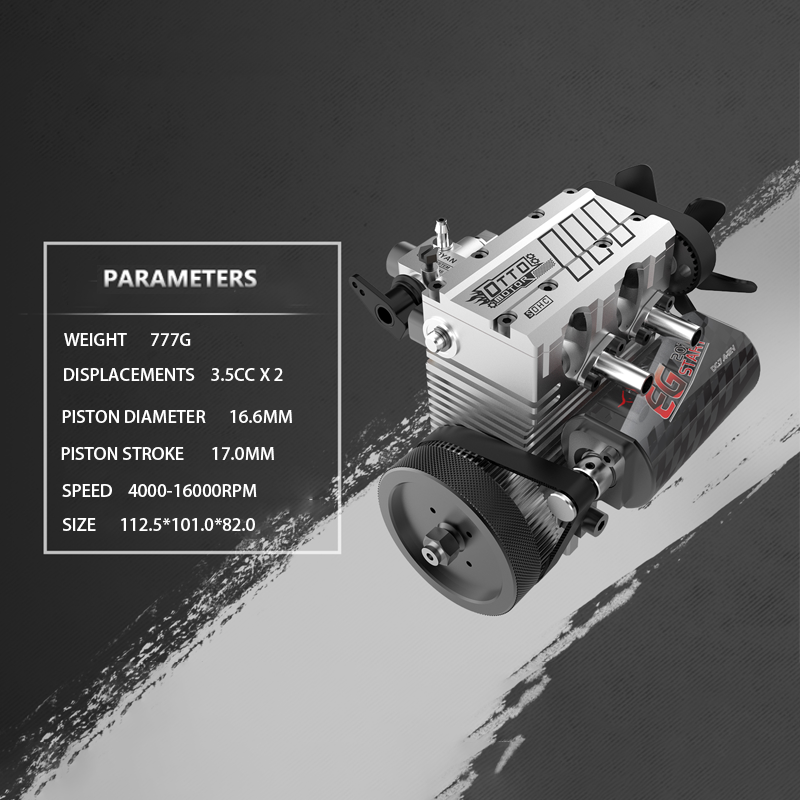 Kit de modèle de moteur nitro et méthanol TOYAN 7cc SOHC bicylindre en ligne 4 temps -FS-L200AC-OT