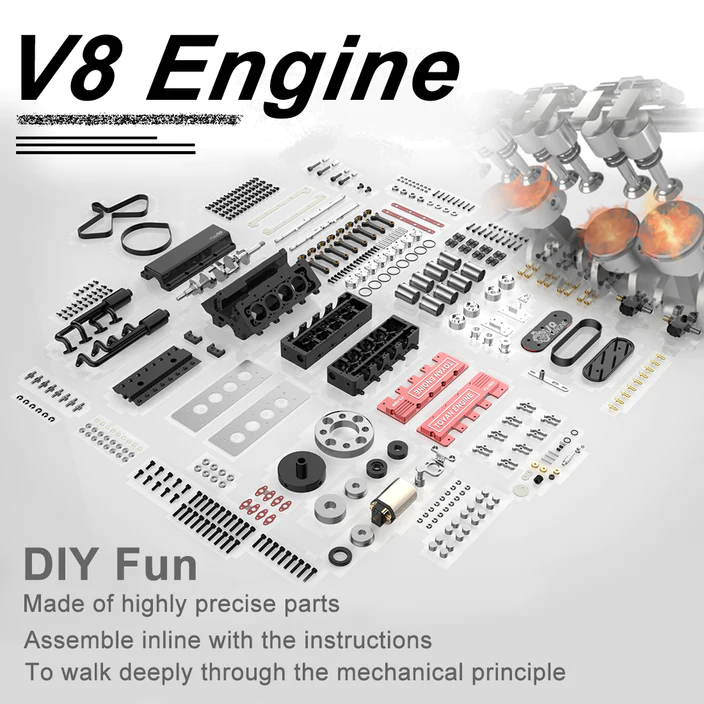 Moteur V8 Nitro TOYAN FS-V800 28cc - Construisez votre propre kit de modèle de moteur V8 fonctionnel