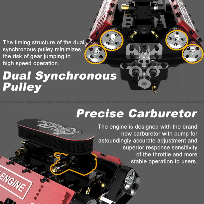 Moteur V8 Nitro TOYAN FS-V800 28cc - Construisez votre propre kit de modèle de moteur V8 fonctionnel