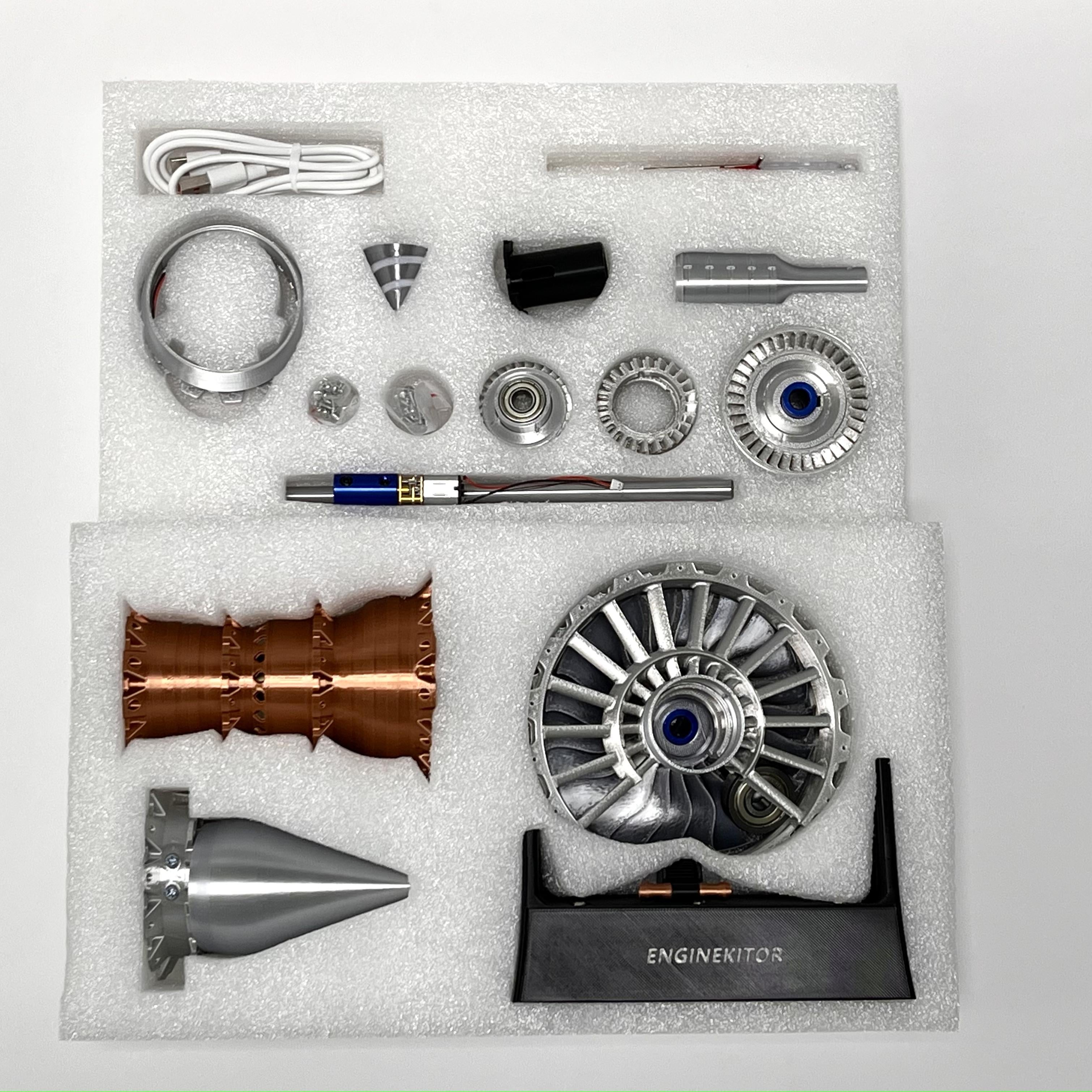 TR900 Turbofan Engine Model Kit Magnetic Base Twin Light Aeromodelling Kit Rechargeable with Illuminated Version For Gift