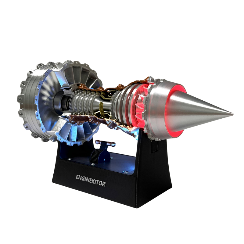TR900 Turbofan Engine Model Kit Magnetic Base Twin Light Aeromodelling Kit Rechargeable with Illuminated Version For Gift
