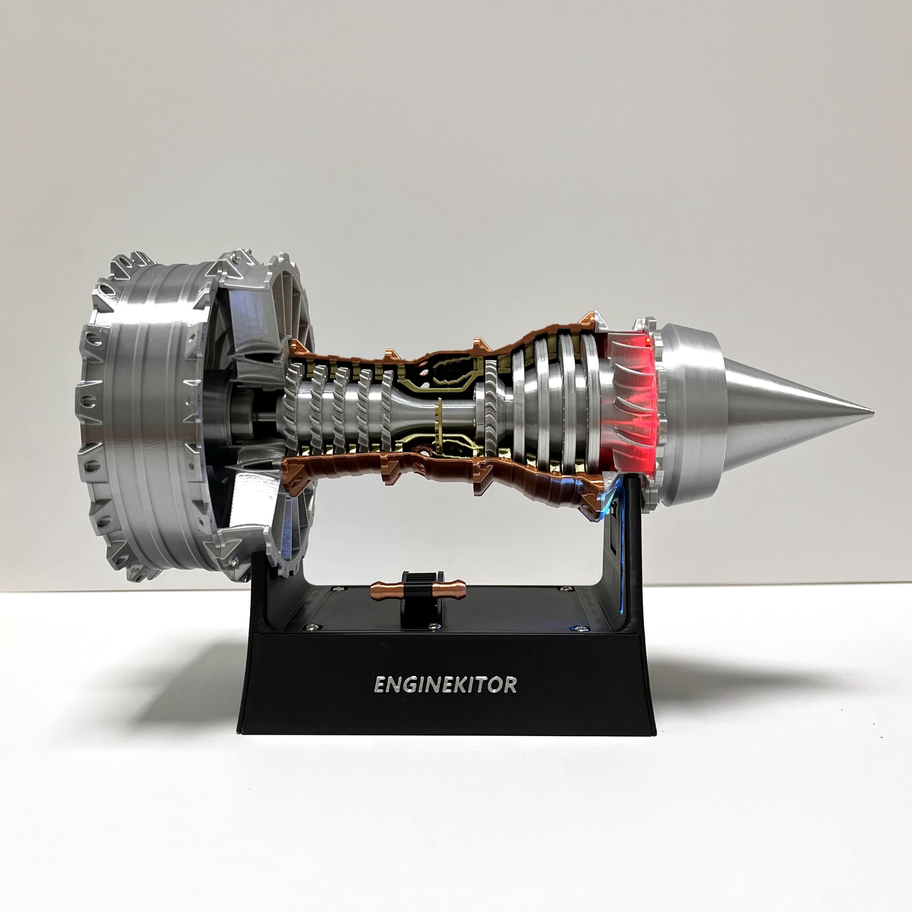 TR900 Turbofan Engine Model Kit Magnetic Base Twin Light Aeromodelling Kit Rechargeable with Illuminated Version For Gift