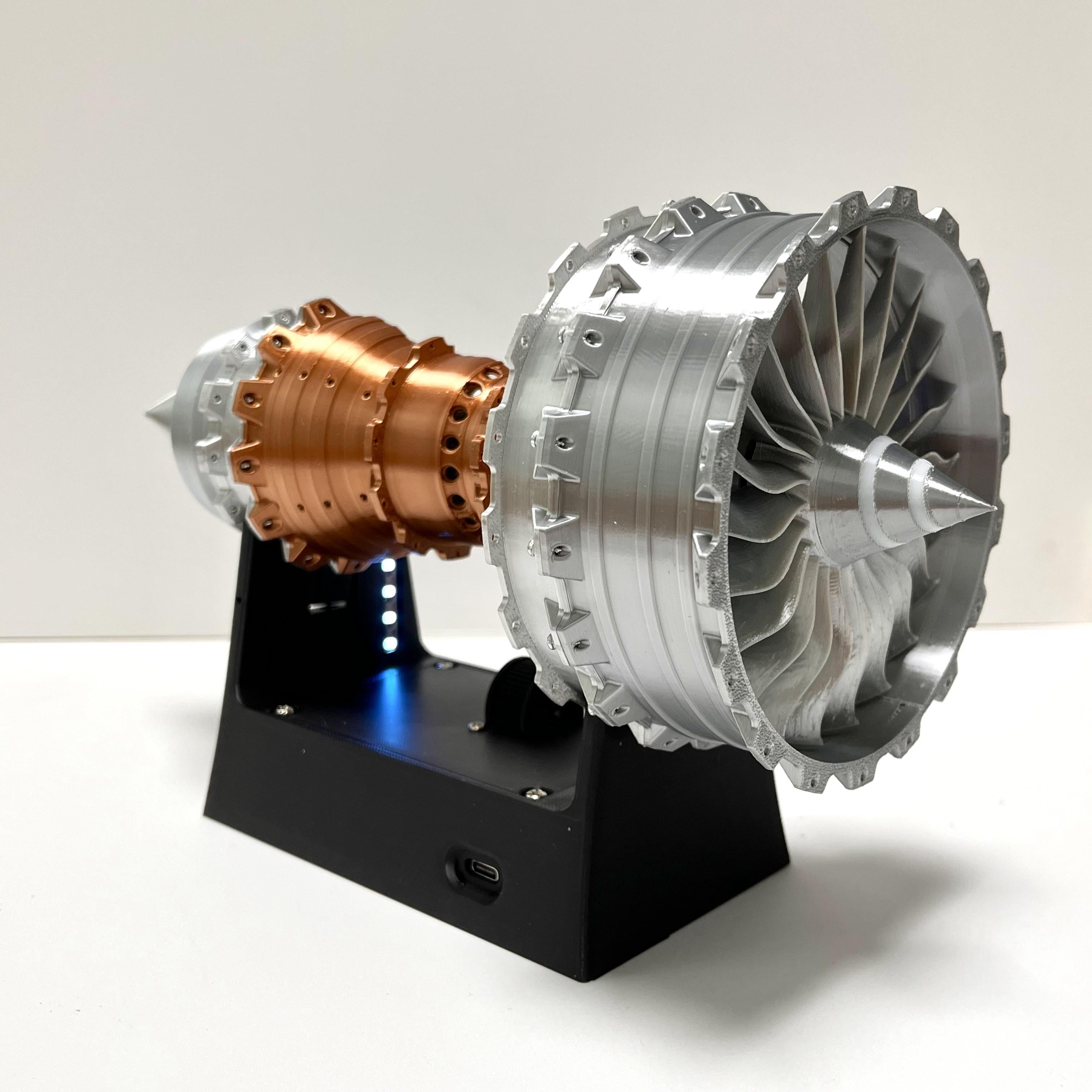 TR900 Turbofan Engine Model Kit Magnetic Base Twin Light Aeromodelling Kit Rechargeable with Illuminated Version For Gift