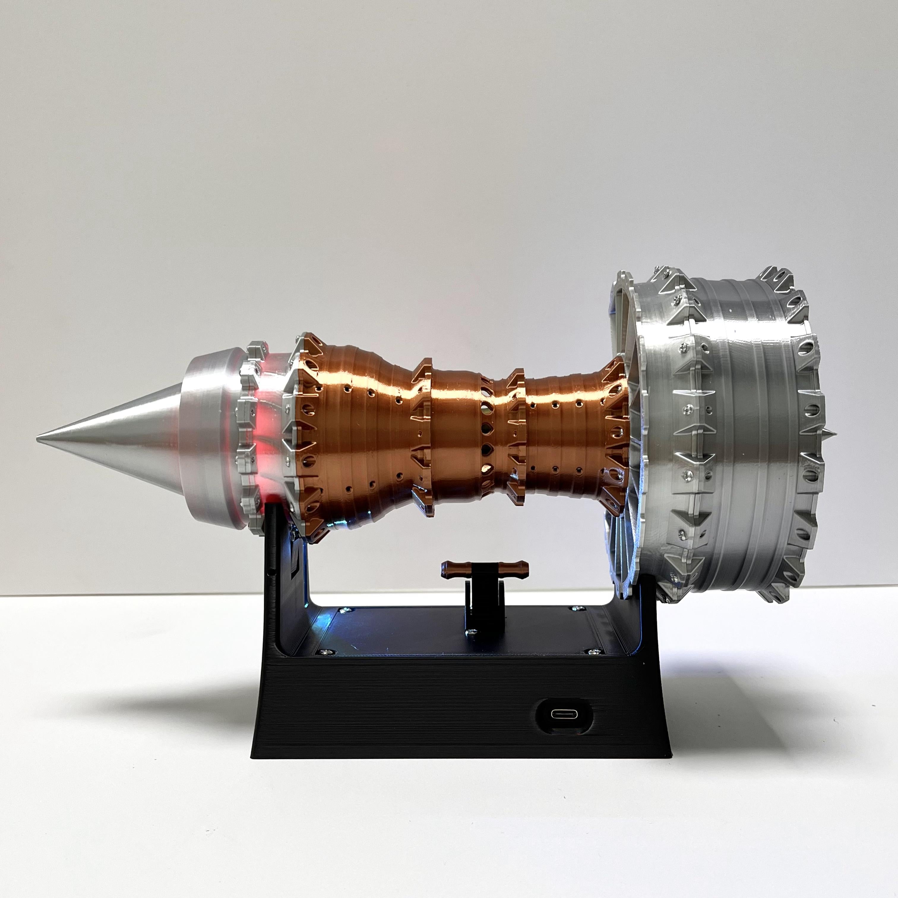 TR900 Turbofan Engine Model Kit Magnetic Base Twin Light Aeromodelling Kit Rechargeable with Illuminated Version For Gift