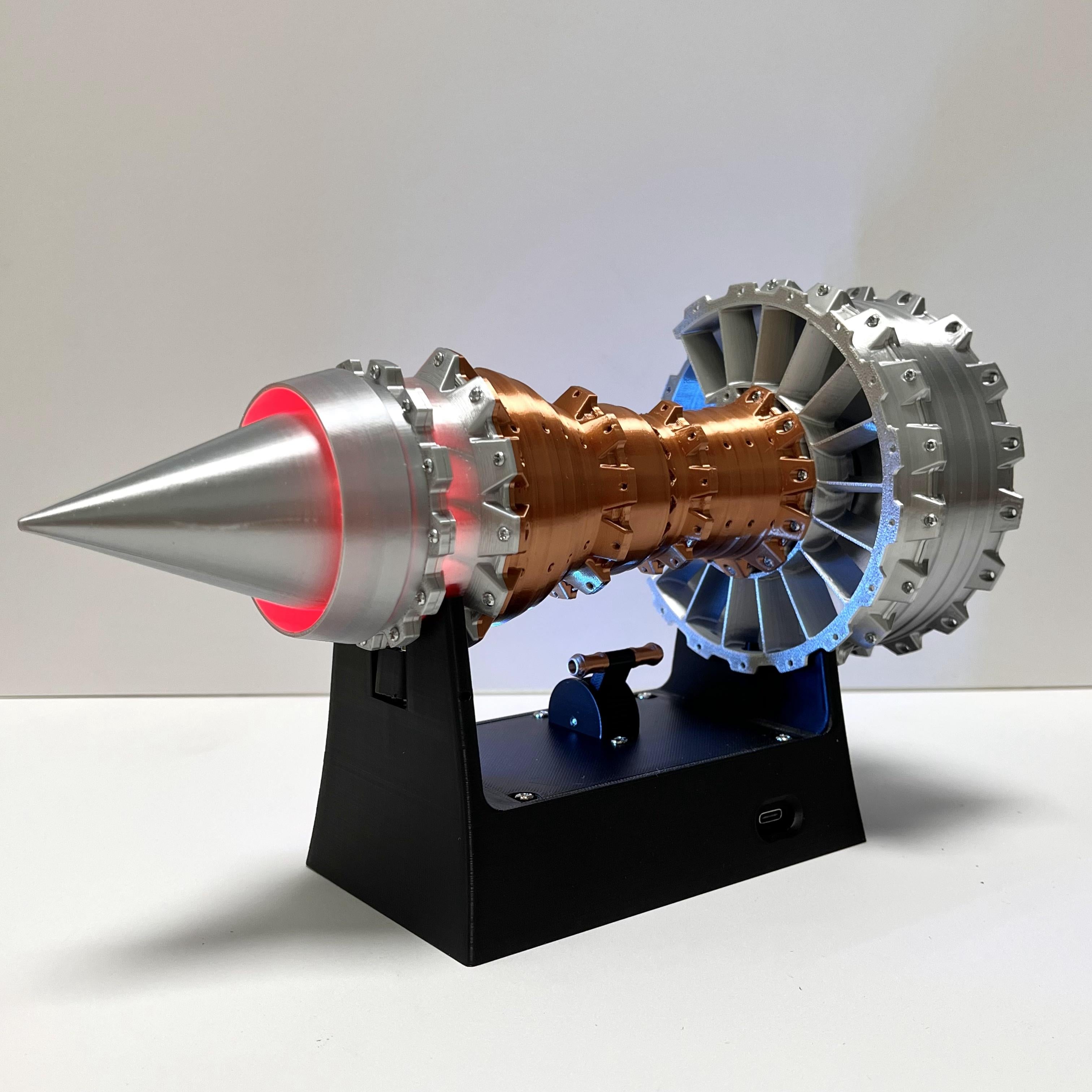 TR900 Turbofan Engine Model Kit Magnetic Base Twin Light Aeromodelling Kit Rechargeable with Illuminated Version For Gift