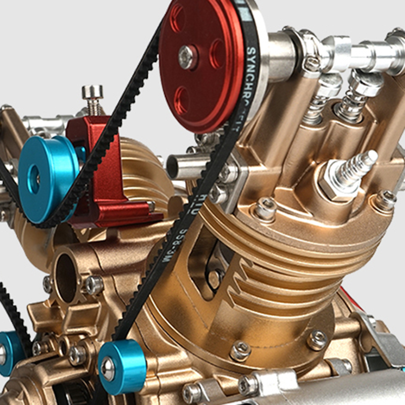 TECHING V2 Engine Assembly Kit Full Metal VTwin Double-Cylinder Engine Model Kit for Collecting/Decorating/Education