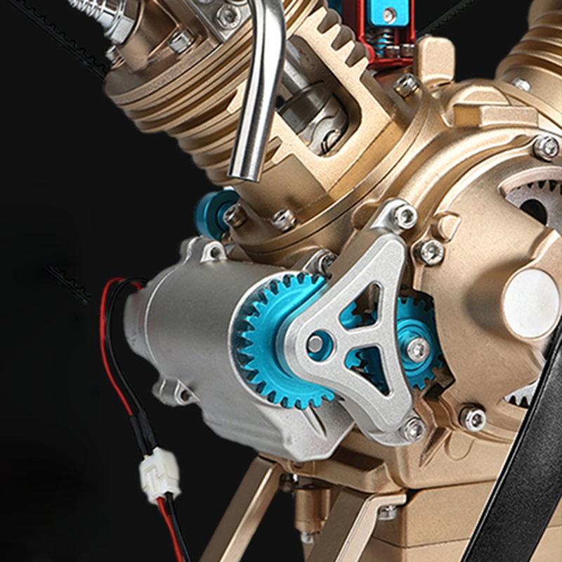 TECHING V2 Engine Assembly Kit Full Metal VTwin Double-Cylinder Engine Model Kit for Collecting/Decorating/Education