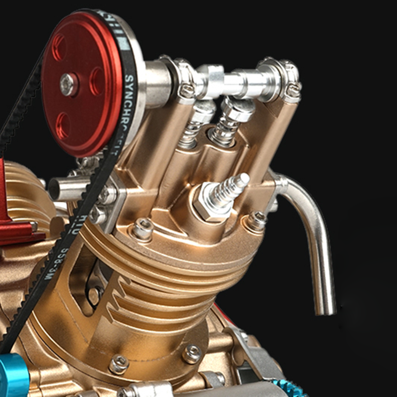 TECHING V2 Engine Assembly Kit Full Metal VTwin Double-Cylinder Engine Model Kit for Collecting/Decorating/Education