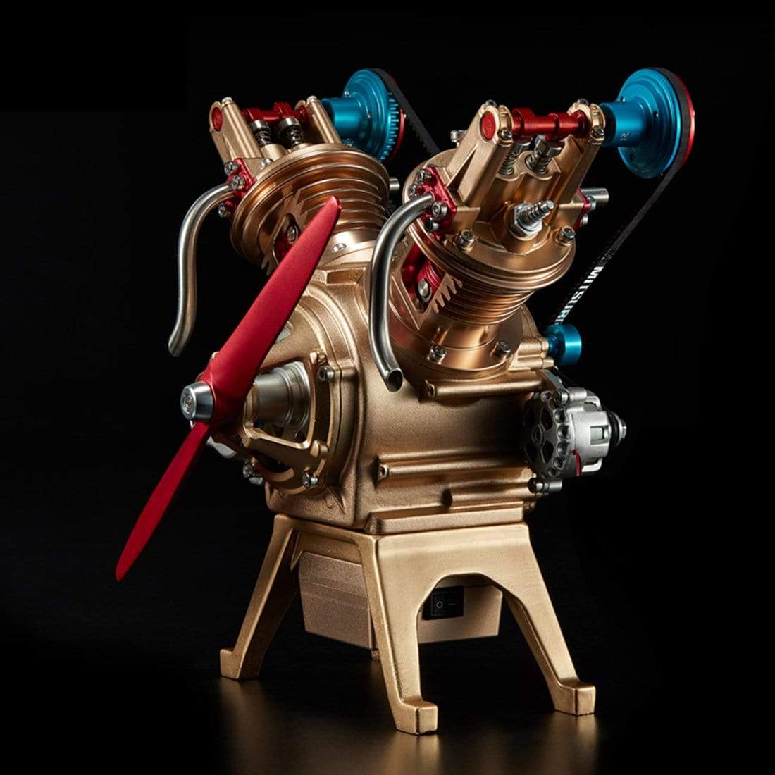 TECHING V2 Engine Assembly Kit Full Metal VTwin Double-Cylinder Engine Model Kit for Collecting/Decorating/Education