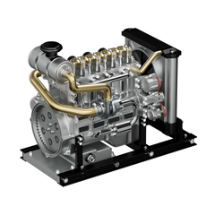 TECHING 1:10 Full Metal Mini L4 Diesel Engine Model Kit - DIY 4 Cylinder OHV Engine