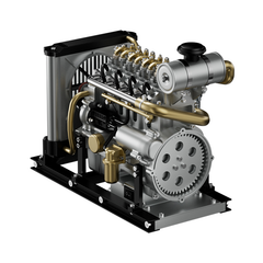 TECHING 1:10 Full Metal Mini L4 Diesel Engine Model Kit - DIY 4 Cylinder OHV Engine